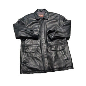J. Park Collection Mens XL Large Genuine Leather Jacket Motorcycle Black Ful Zip